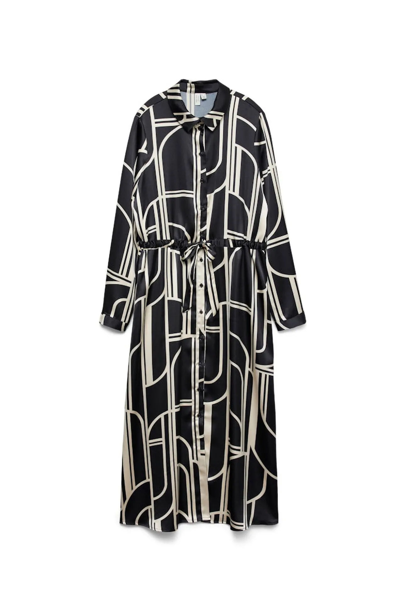 vestido camisa de cetim 7/8