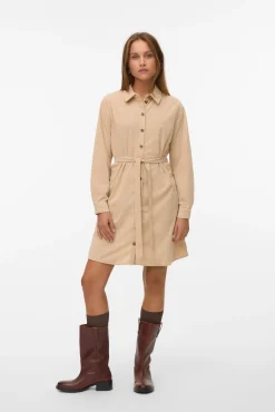 Vestido camisa de veludo cotelê