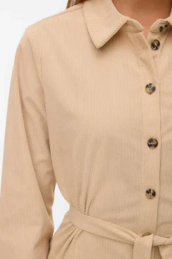Vestido camisa de veludo cotelê