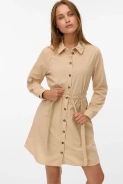 Vestido camisa de veludo cotelê