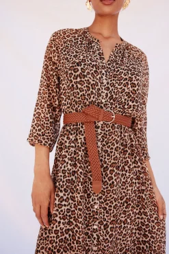 Vestido camisa estampado com cinto
