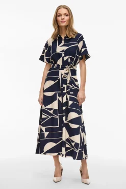 Vestido camisa midi com nó
