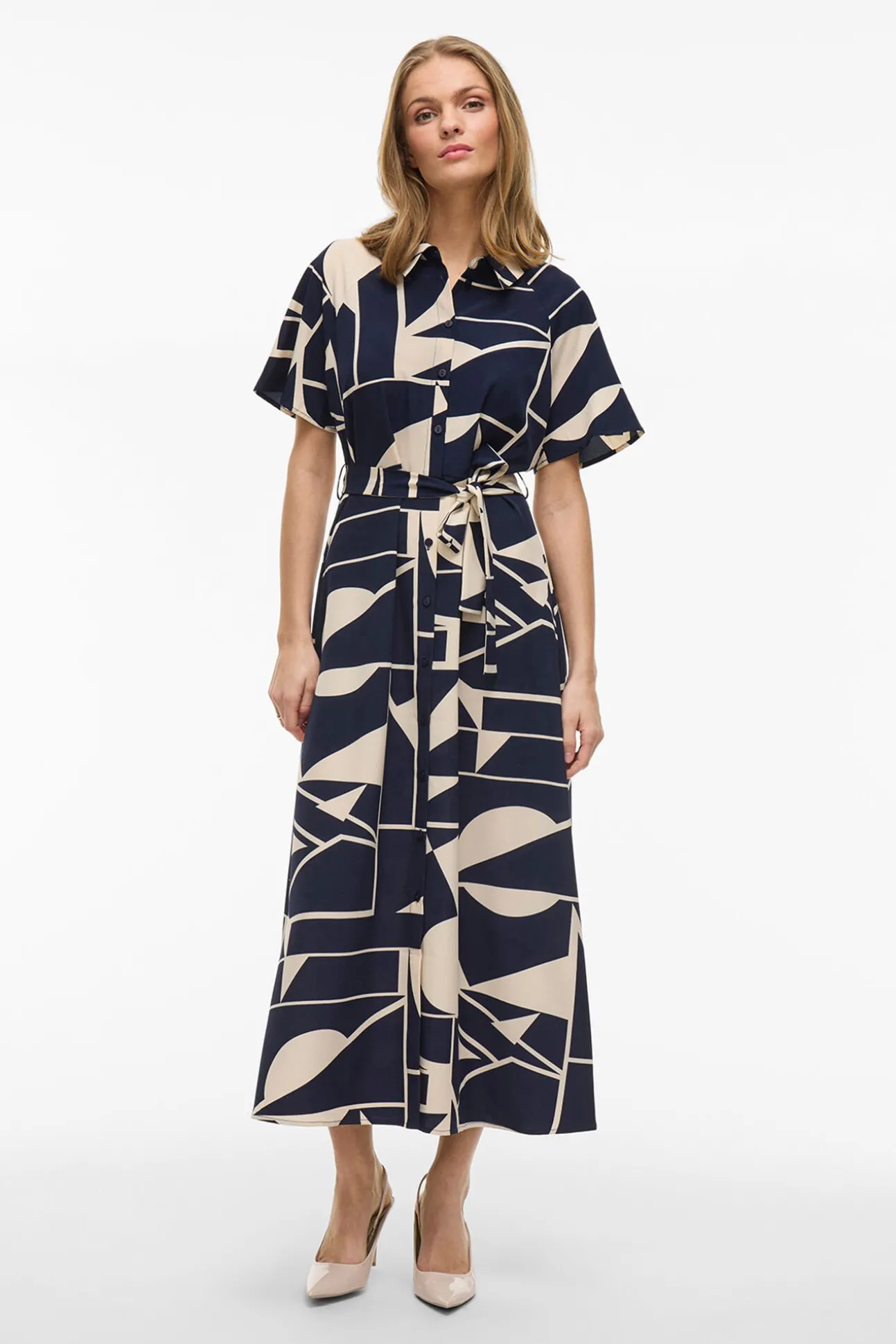 Vestido camisa midi com nó