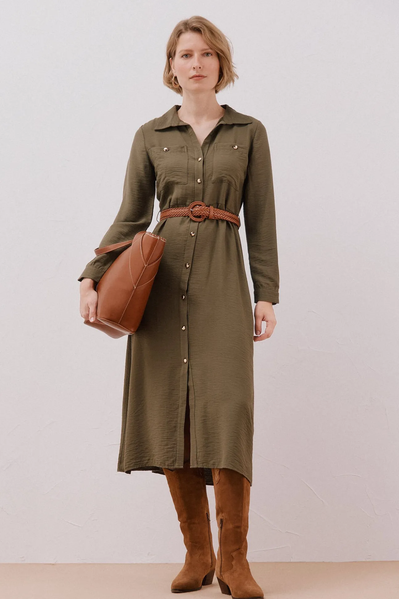 Vestido camiseiro cinto