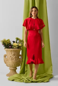Vestido capa jacquard coleção evento
