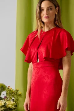Vestido capa jacquard coleção evento