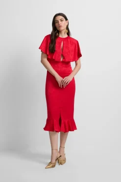 Vestido capa jacquard coleção evento