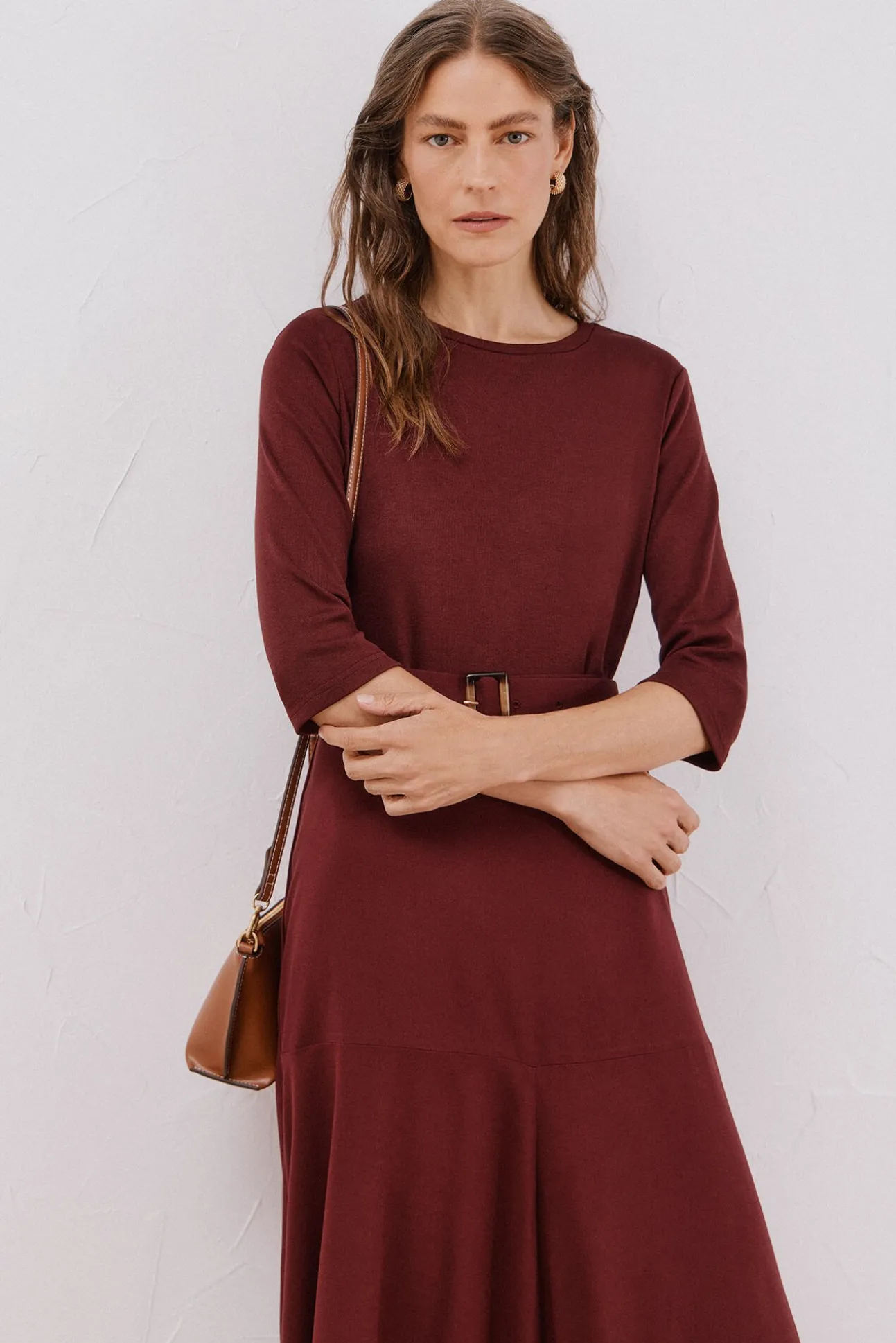 Vestido combinado com cinto