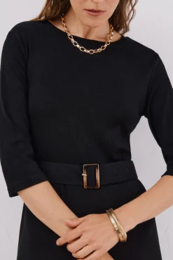 Vestido combinado com cinto