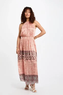 Vestido comprido reto estampado