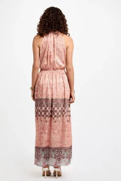 Vestido comprido reto estampado