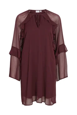 Vestido curto de chiffon com babados