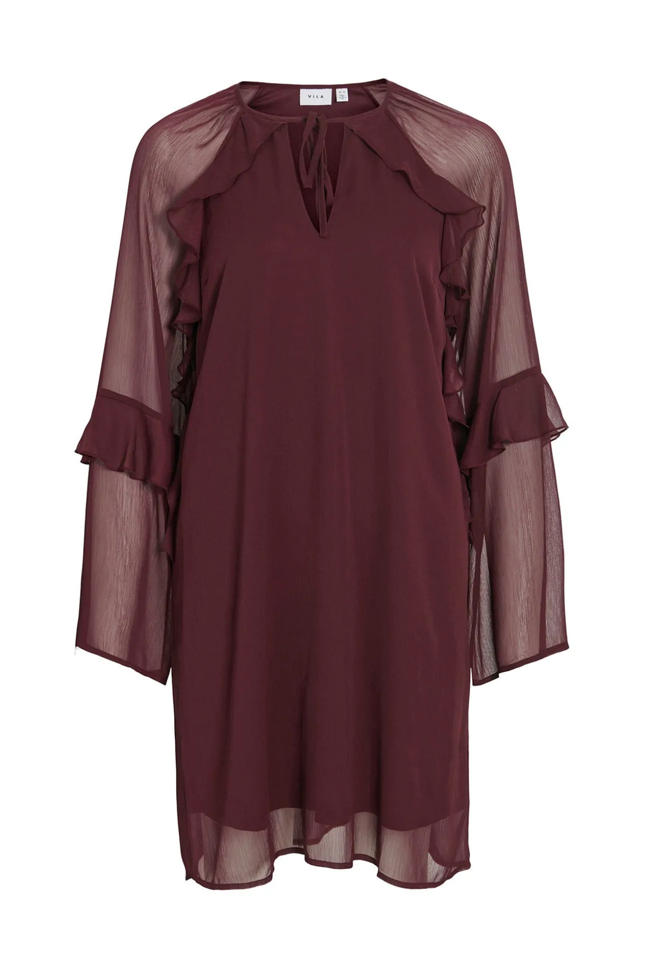 Vestido curto de chiffon com babados