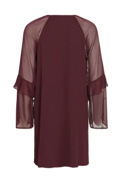Vestido curto de chiffon com babados