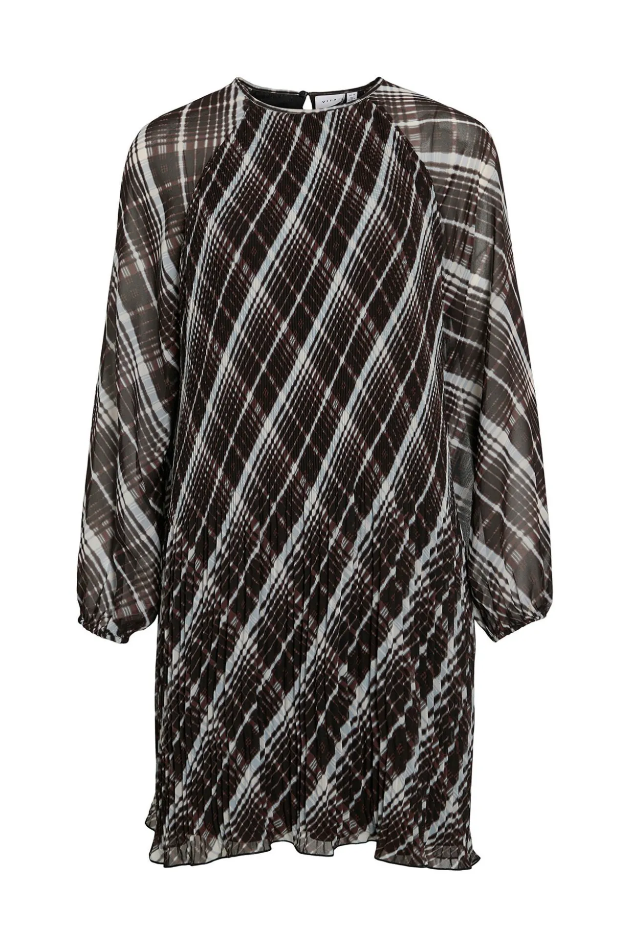 Vestido curto de chiffon plissado