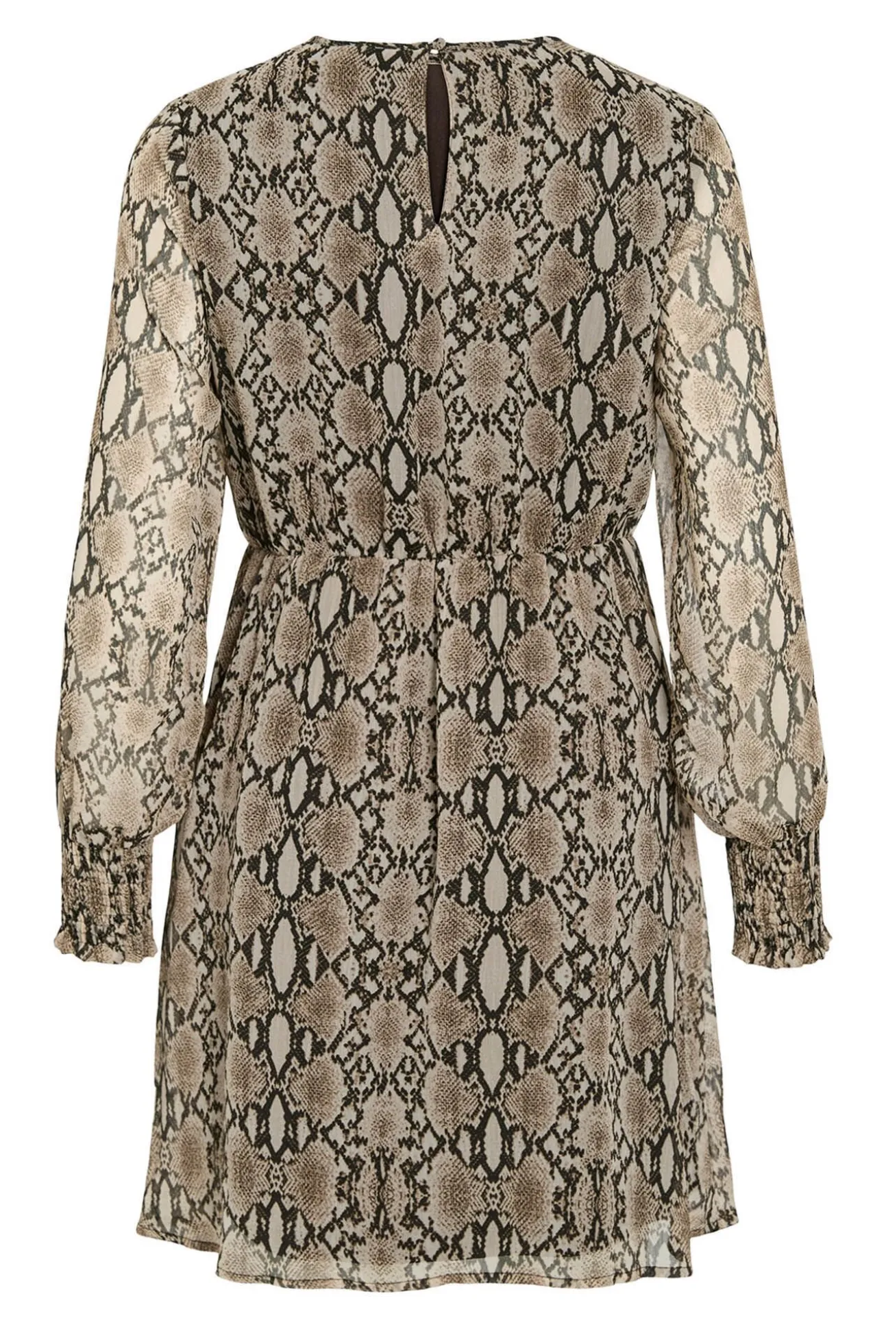Vestido curto de chiffon com estampado de cobra