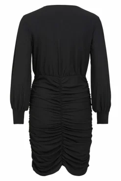 Vestido curto entalhado franzido