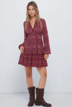 Vestido curto estampado boho
