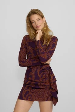 Vestido curto estampado drapeado