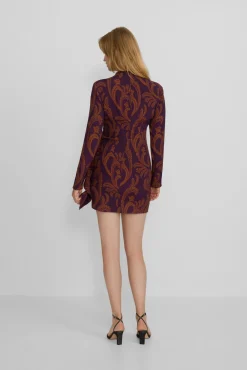 Vestido curto estampado drapeado