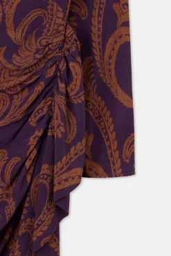 Vestido curto estampado drapeado