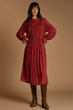Vestido de bolinhas granada