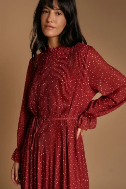 Vestido de bolinhas granada
