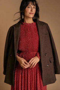 Vestido de bolinhas granada