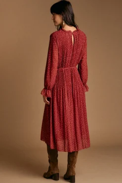 Vestido de bolinhas granada