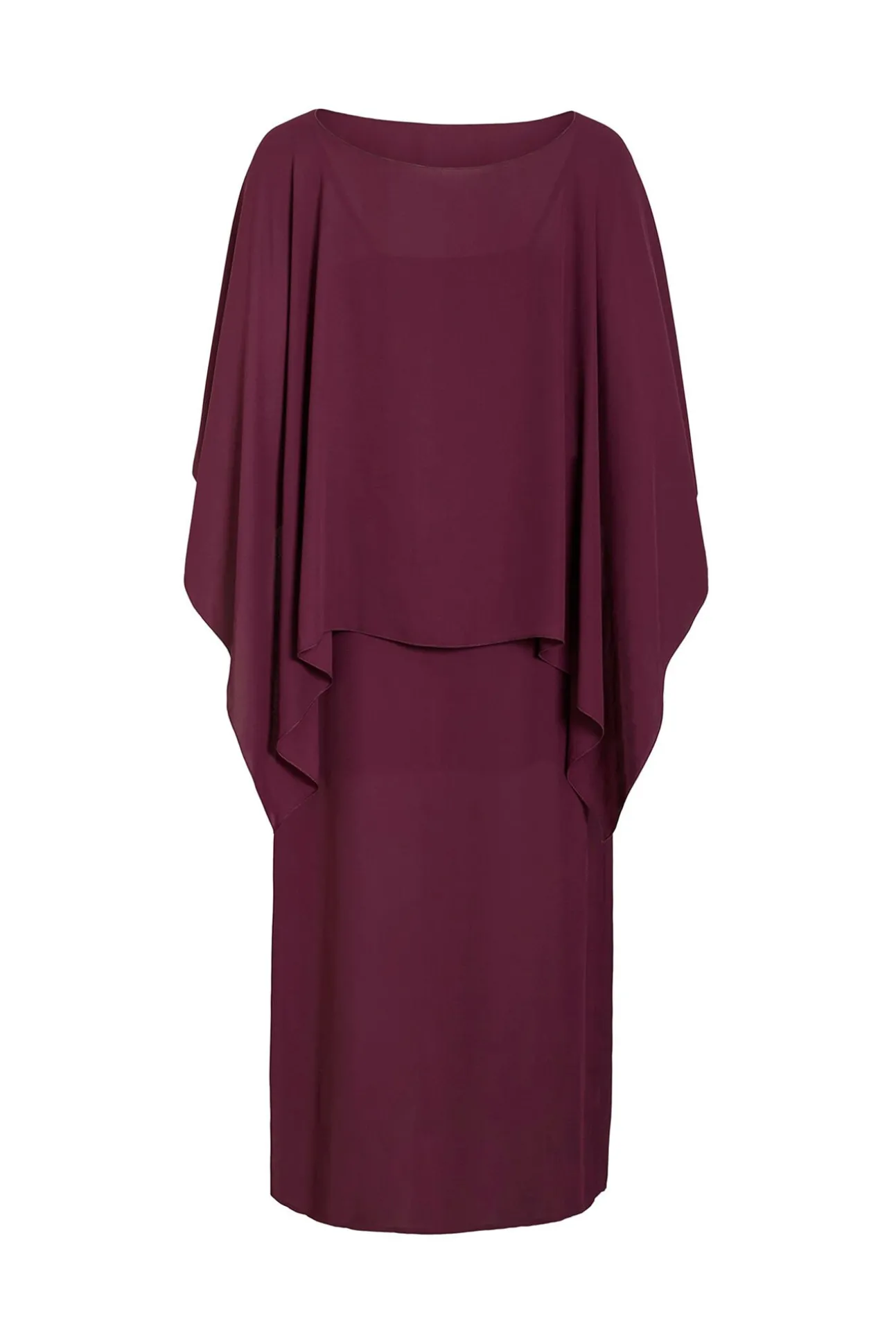 Vestido de chiffon com capa