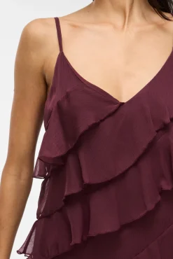 Vestido de festa midi com babados