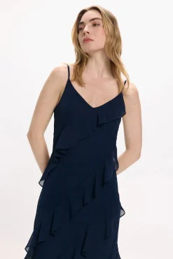 Vestido de festa midi de chiffon