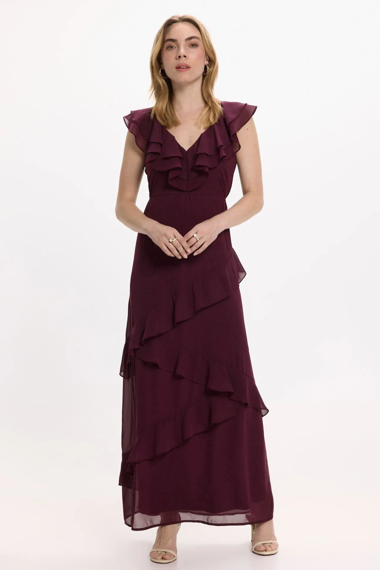 Vestido de festa midi de chiffon