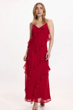 Vestido de festa midi de chiffon
