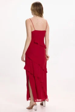 Vestido de festa midi de chiffon