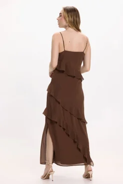 Vestido de festa midi de chiffon