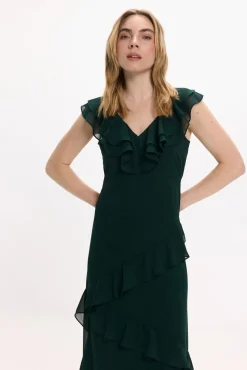 Vestido de festa midi de chiffon