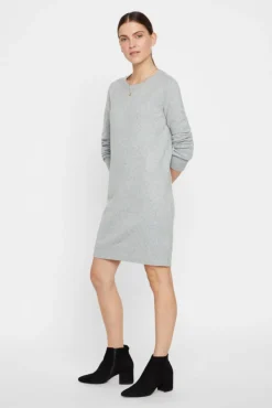 Vestido de malha com malha gola redonda