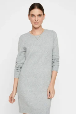 Vestido de malha com malha gola redonda