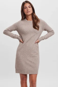Vestido de malha com malha gola redonda