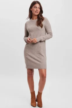 Vestido de malha com malha gola redonda