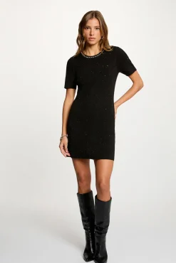 Vestido de malha com strass