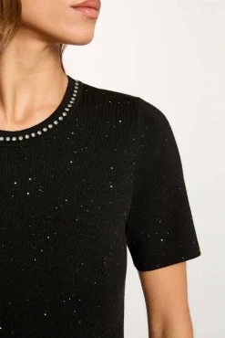 Vestido de malha com strass