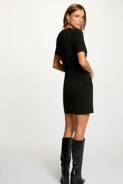 Vestido de malha com strass