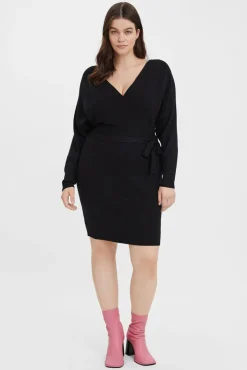 Vestido de malha cruzado de tamanho grande