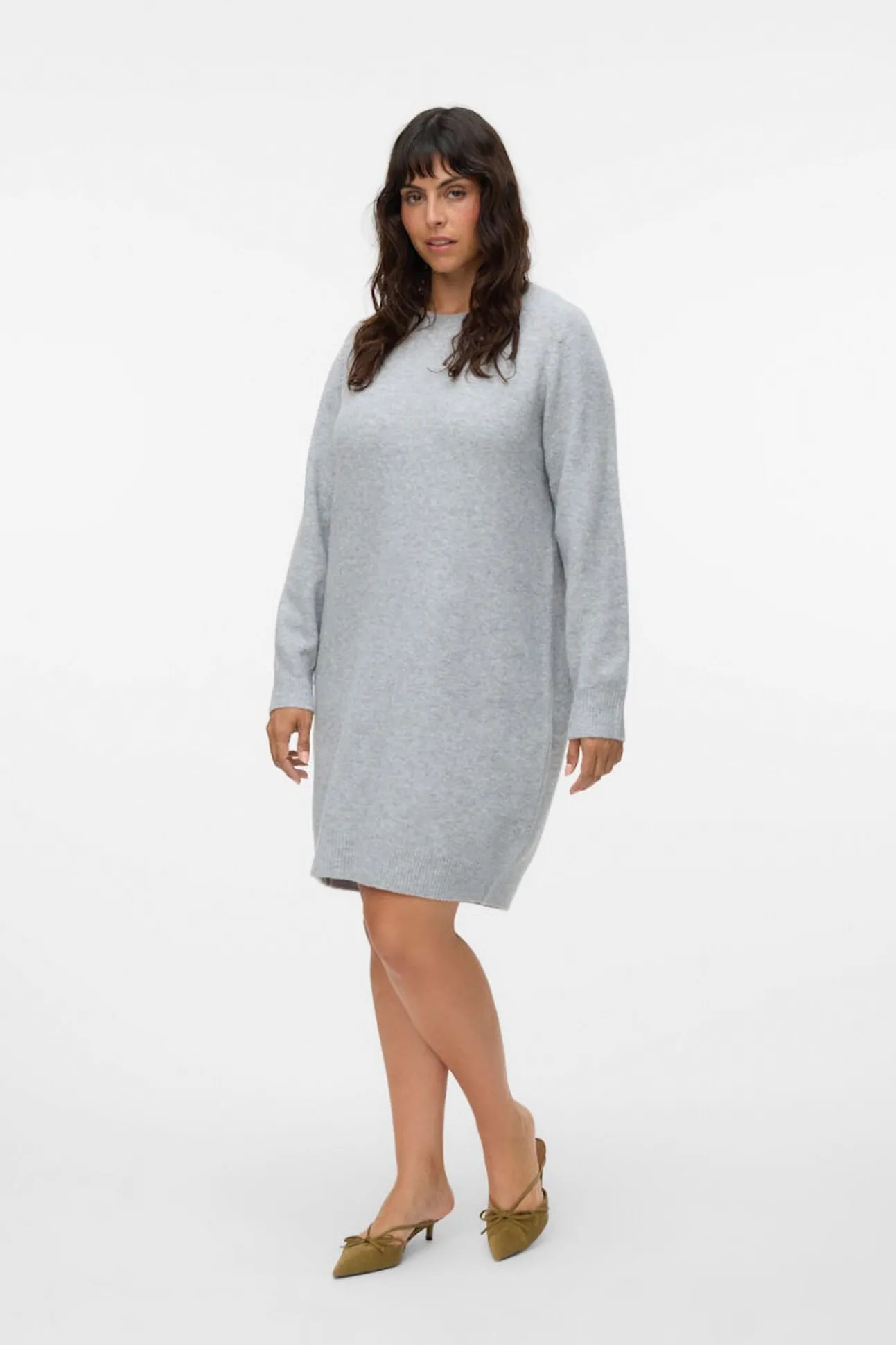 Vestido de malha manga plus size