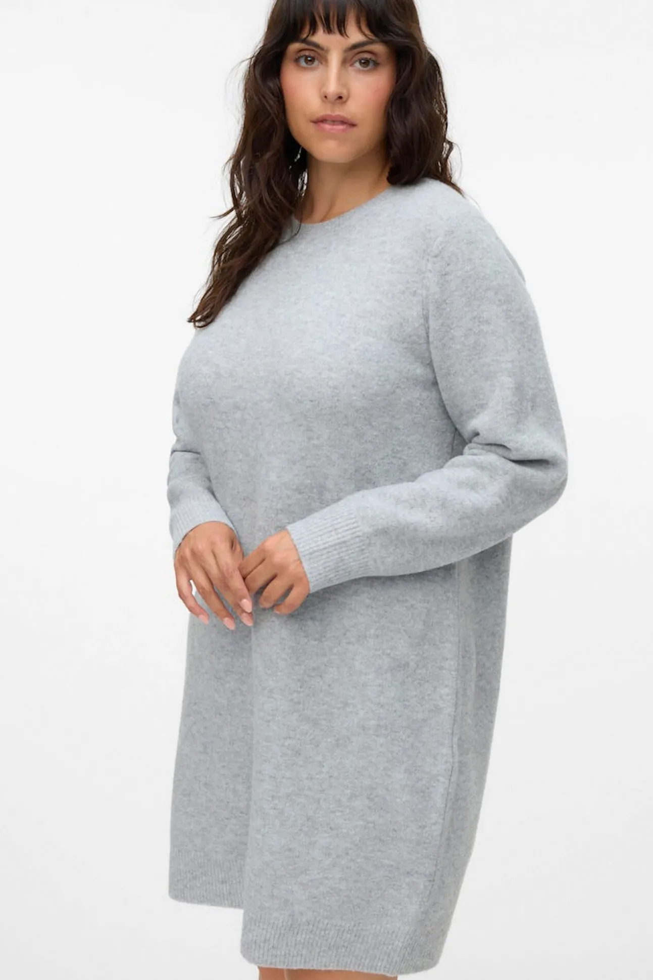 Vestido de malha manga plus size