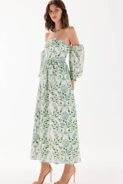Vestido decote caicai estampado