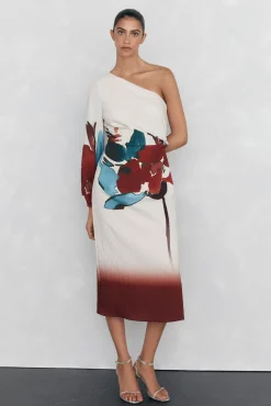 Vestido estampado assimétrico