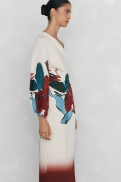 Vestido estampado assimétrico